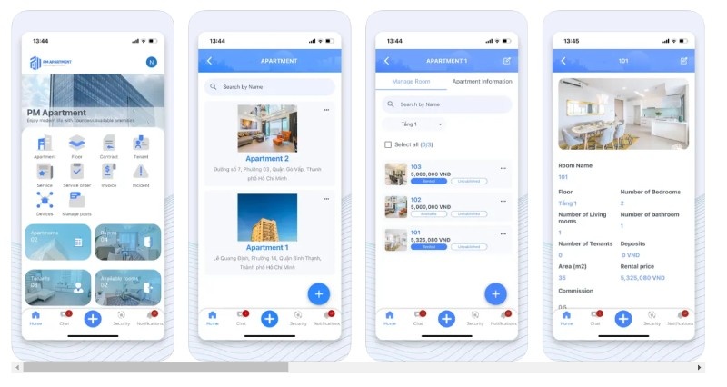 Ảnh chụp màn hình ứng dụng quản lý căn hộ PM Apartment
